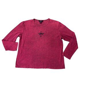 Bfofo Designs Long Sleeve Magenta Shirt With Graphic Print size XL